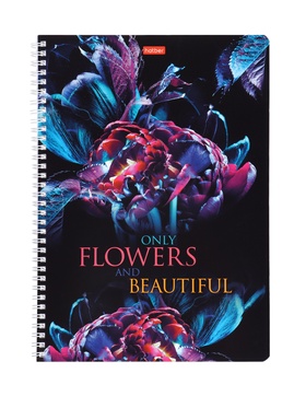 Тетрадь на гребне, Calligrata, Beautiful flowers, A4, 96 листов, в клетке, обложка мелованный картон, матовая ламинация, 3D фольга, блок 65 г/м², МИКС