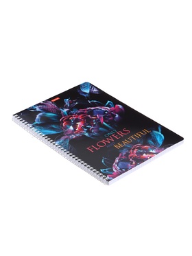 Тетрадь на гребне, Calligrata, Beautiful flowers, A4, 96 листов, в клетке, обложка мелованный картон, матовая ламинация, 3D фольга, блок 65 г/м², МИКС