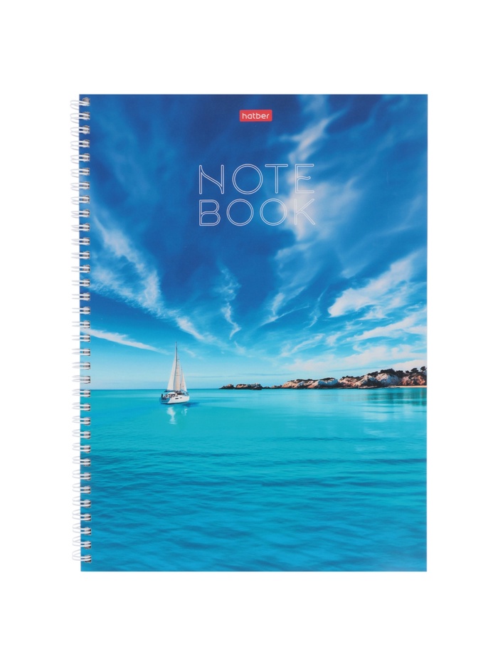 Тетрадь Hatber «Белеет парус», А4, 120 листов в клетку, твёрдая обложка, на гребне, с рисунком, софт-тач - Фото 1