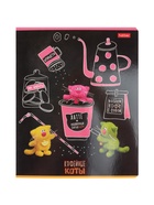 Тетрадь Hatber «Кофейные коты», 48 листов в клетку, на скобе, скруглённые углы, МИКС - фото 117892039