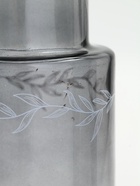 Ваза для цветов с деревянной подставкой из темного стекла, 25.5×10 см, 1.25 литра - фото 809609614