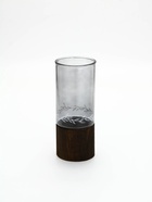 Ваза для цветов с деревянной подставкой из темного стекла, 25.5×10 см, 1.25 литра - фото 809609606