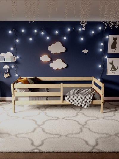 Кровать детская «Софа», с бортиками, без ящиков, 800×1900 мм, без покраски