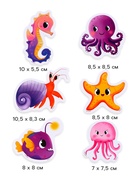 Игрушки - стикеры для купания в ванне «Морские приключения», с сеткой, EVA, набор 20 шт. - Фото 3