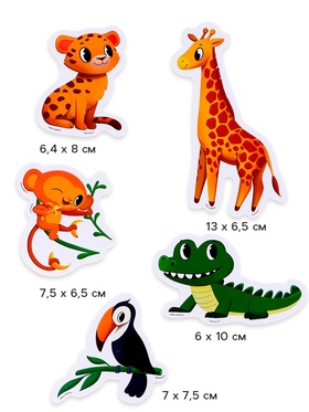 Игрушки - стикеры для купания в ванне «Весёлые зверята», с сеткой, EVA, набор 20 шт.