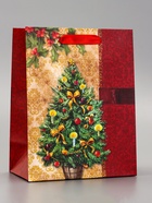 Пакет подарочный новогодний ламинированный «Новогодняя ёлка» 18×23×10 см - Фото 2