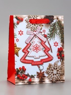 Пакет подарочный новогодний ламинированный «Рождество» 18×23×10 см - Фото 2
