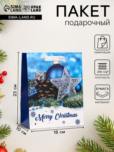 Пакет подарочный новогодний ламинированный «Рождество», 18×23×10 см