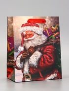 Пакет подарочный новогодний ламинированный «Дед Мороз с подарками», 18×23×10 см - Фото 2