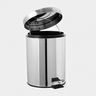 Ведро мусорное с педалью Доляна, 5 л, нержавеющая сталь, хромированное - Фото 3