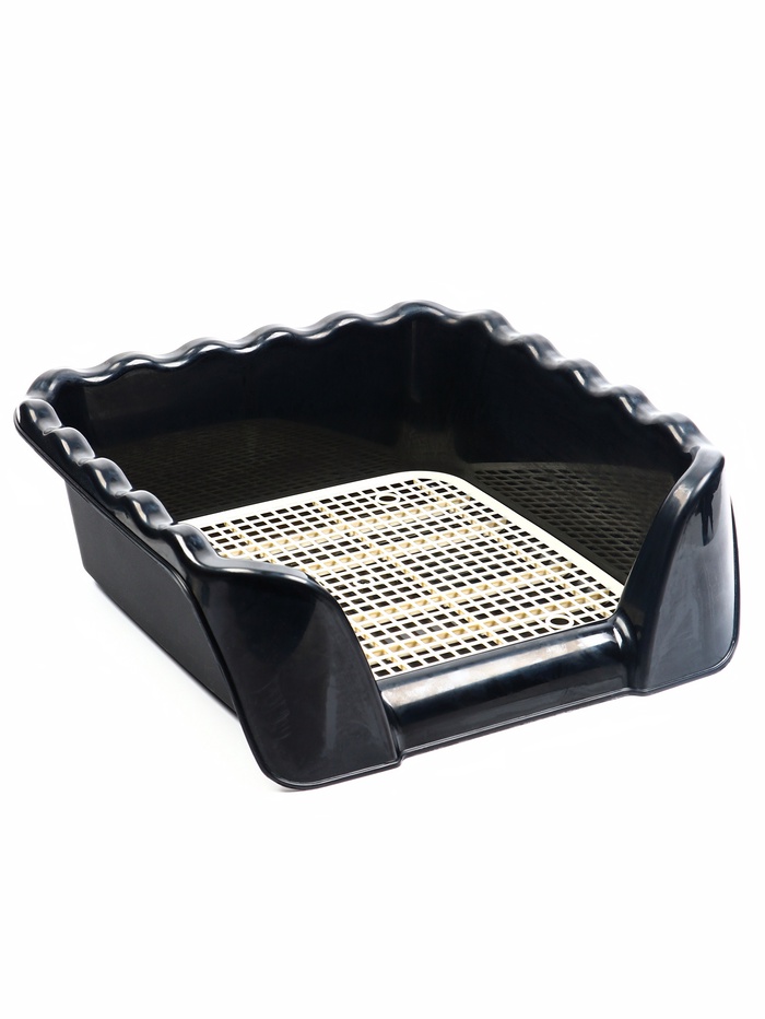 УЦЕНКА Туалет для собак с высокими бортами и съемной сеткой 43×43×15 см, чёрный - Фото 1