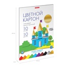 УЦЕНКА Картон цветной А4 ErichKrause, 10 цветов, 10 листов, мелованный односторонний глянцевый, 170 г/м², в папке, схема поделки 10900501