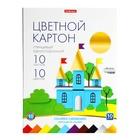 УЦЕНКА Картон цветной А4 ErichKrause, 10 цветов, 10 листов, мелованный односторонний глянцевый, 170 г/м², в папке, схема поделки 10900501