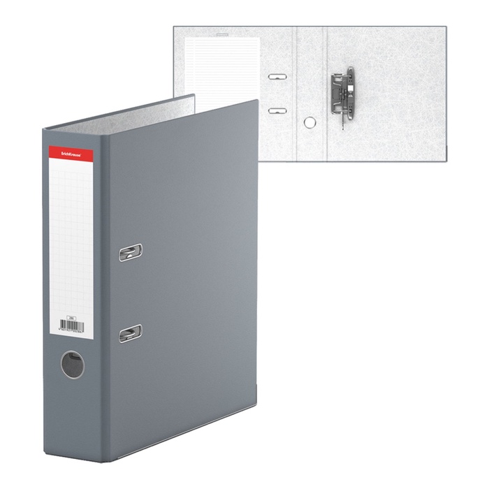 Папка-регистратор ErichKrause, Standard, А4, 70 мм, бумвинил, с этикеткой на корешке, нижний металлический кант, серая - Фото 1