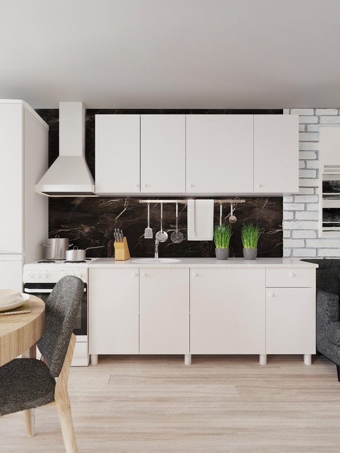 УЦЕНКА Кухонный гарнитур Поинт 1800, Белый фасад/Белый корпус - Фото 1