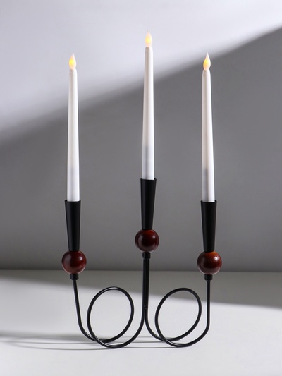 Подсвечник на 3 свечи «Канделябр. Параллельные вселенные», d=2.2 см, чёрный, 25×3.5×27.3 см