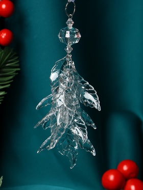Ёлочная игрушка «Зимнее волшебство. Льдинка» листики, 12?4.5 см, прозрачный (комплект 3 шт)