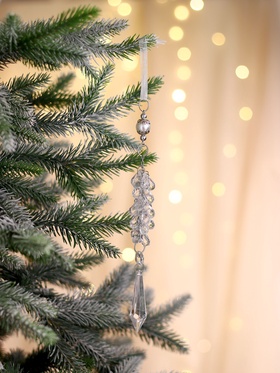 Ёлочная игрушка «Зимнее волшебство. Льдинка» гроздь кристалл, 18?2.5 см, прозрачный (комплект 2 шт)