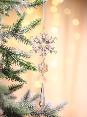 Ёлочная игрушка «Зимнее волшебство. Льдинка» снежинка кристалл, 20?6 см, прозрачный (комплект 2 шт)