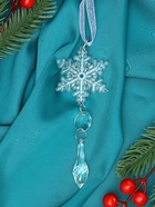 Ёлочная игрушка «Зимнее волшебство. Льдинка» снежинка капелька, 13?4.5 см, прозрачный (комплект 3 шт) - фото 47344417