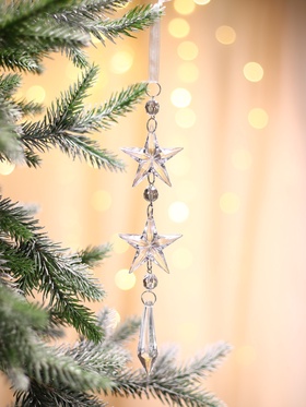 Ёлочная игрушка «Зимнее волшебство. Льдинка» звёзды кристалл, 20?4.5 см, прозрачный (комплект 2 шт)