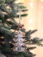 Ёлочная игрушка «Зимнее волшебство. Праздник» ёлочка, 13?7 см, прозрачно-золотой (комплект 2 шт) - фото 47344428