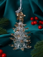 Ёлочная игрушка «Зимнее волшебство. Праздник» ёлочка, 13?7 см, прозрачно-золотой (комплект 2 шт) - фото 47344429