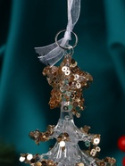 Ёлочная игрушка «Зимнее волшебство. Праздник» ёлочка, 13?7 см, прозрачно-золотой (комплект 2 шт) - фото 54804238