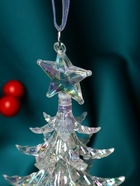 Ёлочная игрушка «Зимнее волшебство. Праздник» ёлка, 13?7 см, прозрачный (комплект 2 шт) - фото 47344433