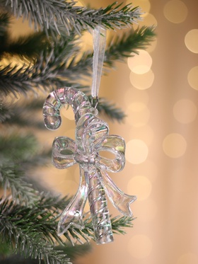 Ёлочная игрушка «Зимнее волшебство. Льдинка» леденец, 11?5 см, перелив прозрачный (комплект 2 шт)