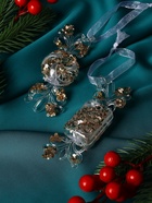 Ёлочные игрушки 2 шт. «Зимнее волшебство. Праздник» 10.5?4 см, прозрачно-золотой (комплект 2 шт) - фото 47344451