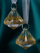 Ёлочные игрушки 2 шт. «Зимнее волшебство. Льдинка» капельки блеск, 3×3 см, прозрачно-золотой - фото 117421366 Ёлочные игрушки 2 шт. «Зимнее волшебство. Льдинка» капельки блеск, 3×3 см, прозрачно-золотой - фото 117421366