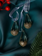 Ёлочные игрушки 3 шт. «Зимнее волшебство. Льдинка» капельки грани, 4.5×2.5 см, прозрачно-золотой - фото 47344463