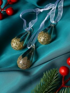 Ёлочные игрушки 3 шт. «Зимнее волшебство. Льдинка» капельки грани, 4.5×2.5 см, прозрачно-золотой - фото 47344464