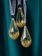 Ёлочные игрушки 3 шт. «Зимнее волшебство. Льдинка» капельки грани, 4.5×2.5 см, прозрачно-золотой - фото 54804251