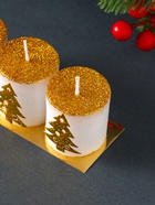 Набор свечей «Столбики. Золотые ёлочки», 3 шт., 13×4.5×4.5 см - фото 53414700