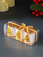 Набор свечей «Столбики. Золотые ёлочки», 3 шт., 13×4.5×4.5 см - фото 58036940