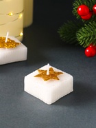 Набор свечей «Марки. Золотые ёлочки и звёзды», 4 шт., 10.5×10.5×3 см - фото 53414701