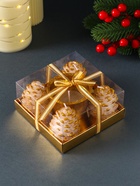 Набор свечей «Шишки и подсвечник», 5 шт., 11.5×11.5×5.5 см - фото 58036979