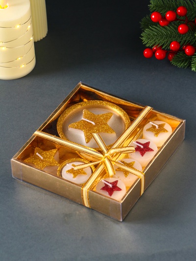 Набор свечей «Звёзды и подсвечник», 7 шт., 15.8×16.8×3.3 см