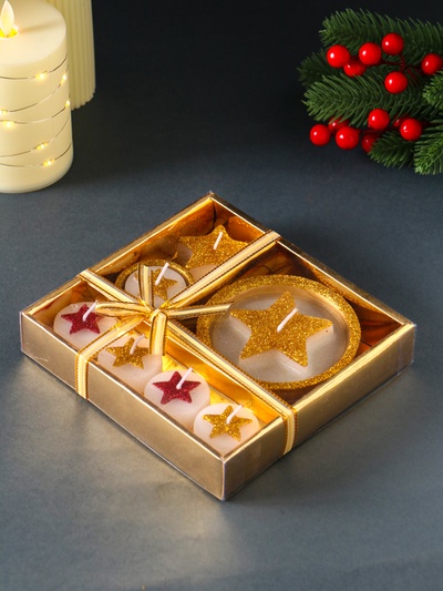 Набор свечей «Звёзды и подсвечник», 7 шт., 15.8×16.8×3.3 см