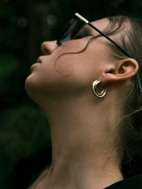 Серьги металл "Переплетение" тренд, цвет золото