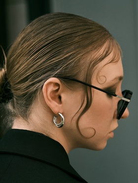 Серьги металл "Переплетение" тренд, цвет серебро