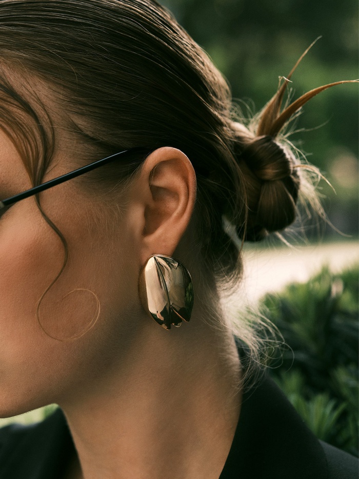 Серьги металл «Тюльпан» цветок, цвет золото - Фото 1