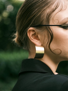 Серьги металл "Дуга" гладкая, тренд, цвет золото