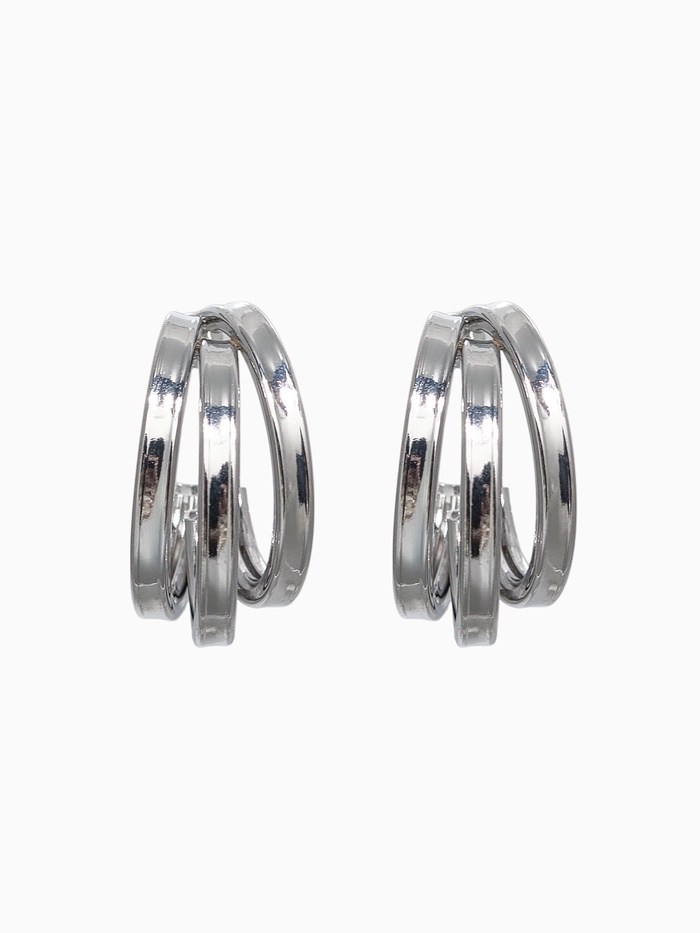 Серьги металл «Тринити» широкие, тренд, цвет серебро - Фото 1