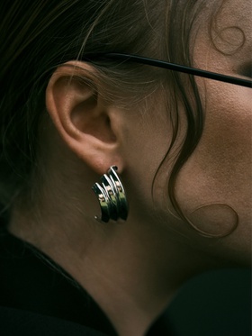 Серьги металл "Трио" на увеличение, цвет серебро