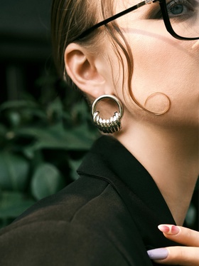 Серьги металл "Кольца" тренд, цвет золото