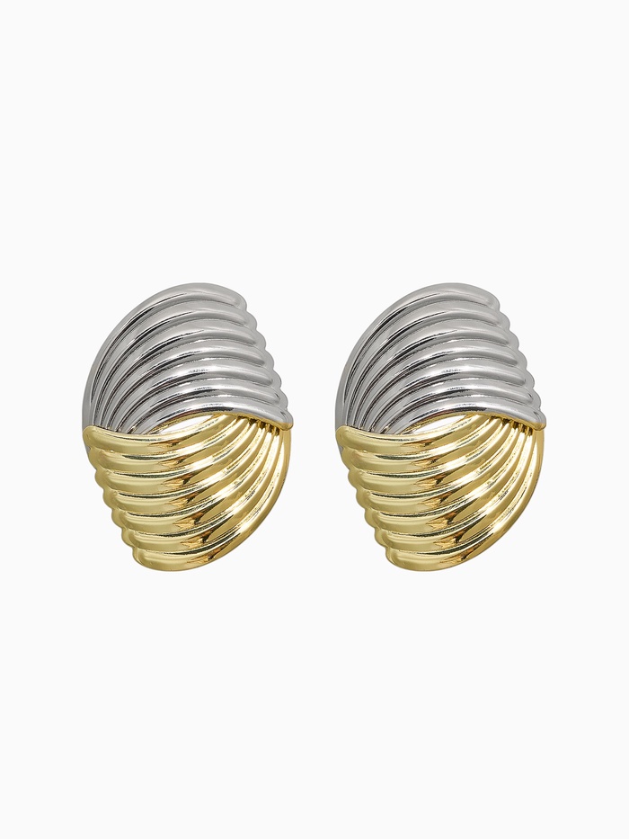 Серьги металл «Тренд», плетение, цвет золото с серебром