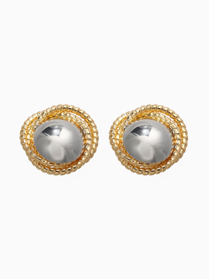 Серьги металл «Тренд», шар, цвет золото с серебром